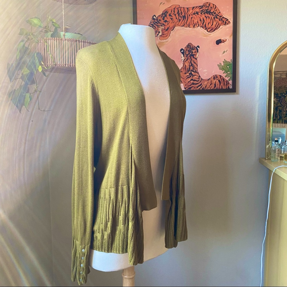 Per Una River Soft Open Front Lightweight Cardigan Chartreuse Green M&S 14